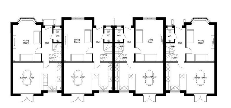 Plots 14 - 17 : Ground Floor Plans : Mount View Development Malpas